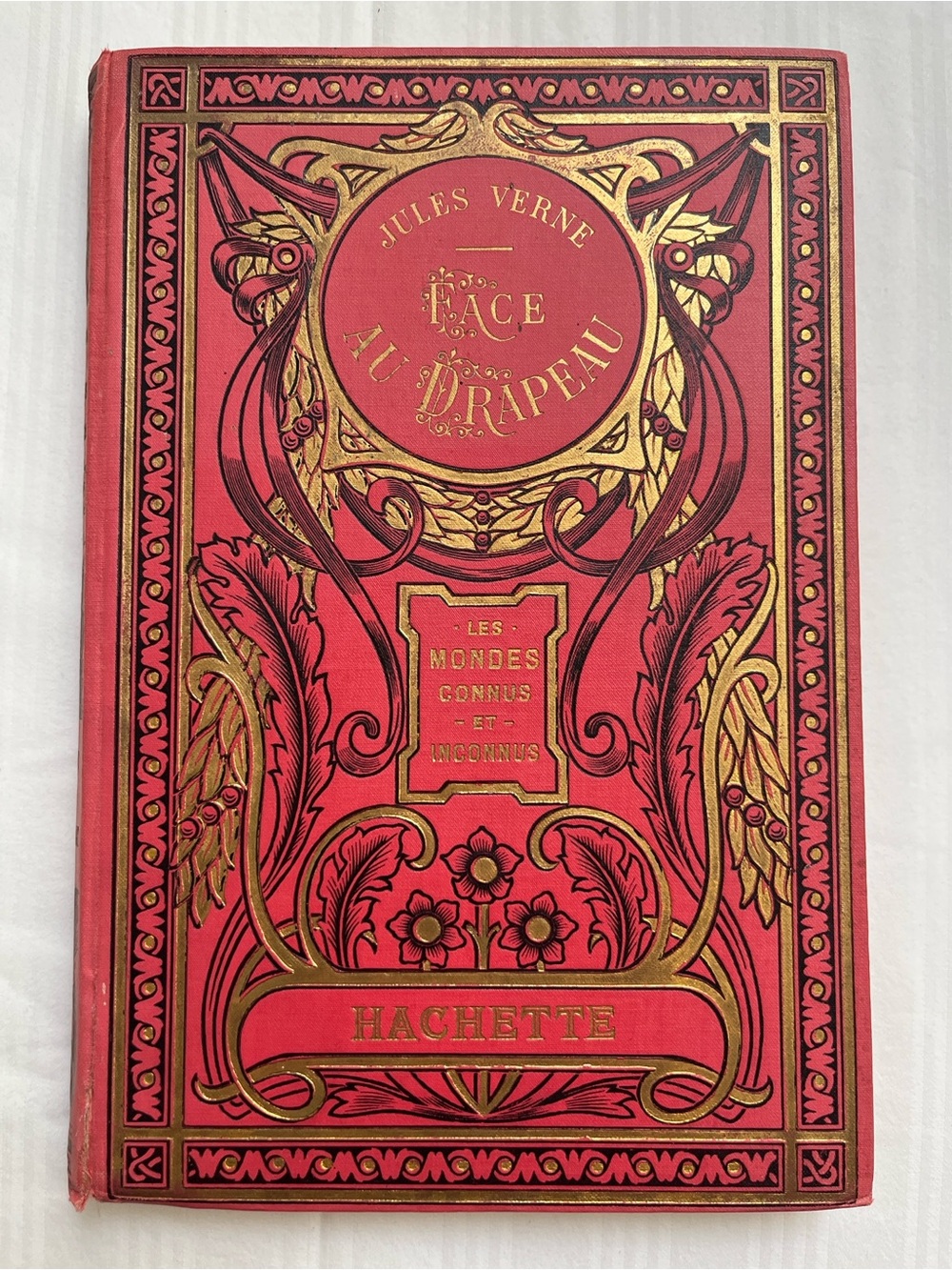Jules Verne Antique Book Face au drapeau 1920 Large Format